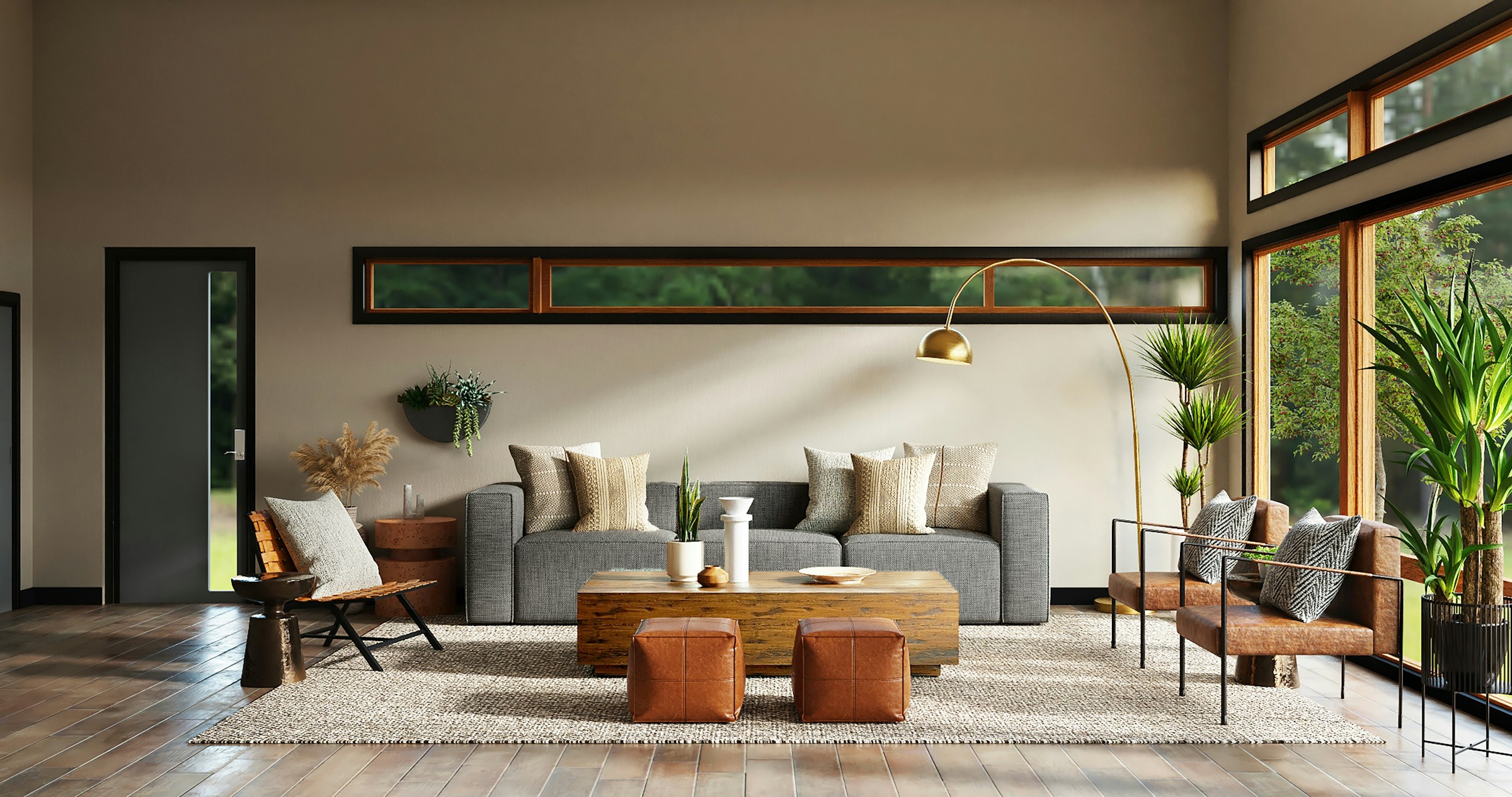 Luxury living room with layered textures